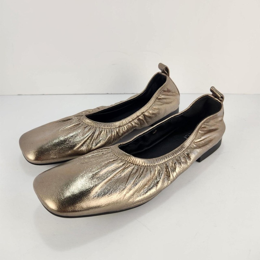 Vaneli Women's Ballet Flats Size 10N Bronze Metallic Leather Square Toe Slip On